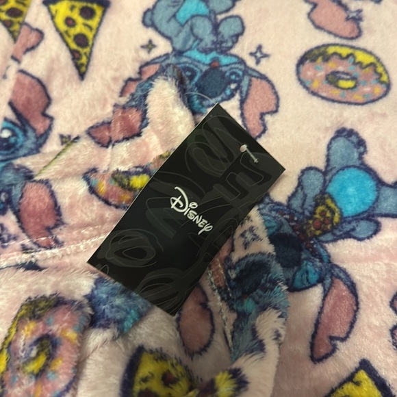 Disney Stitch Fuzzy Pizza Donut Sleep Fleece Pajama Pants Pink Sz Large NWT - Picture 3 of 4